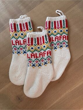 Oui by Indigo Christmas Stockings Set of 3 Knit Fa La La Holiday
